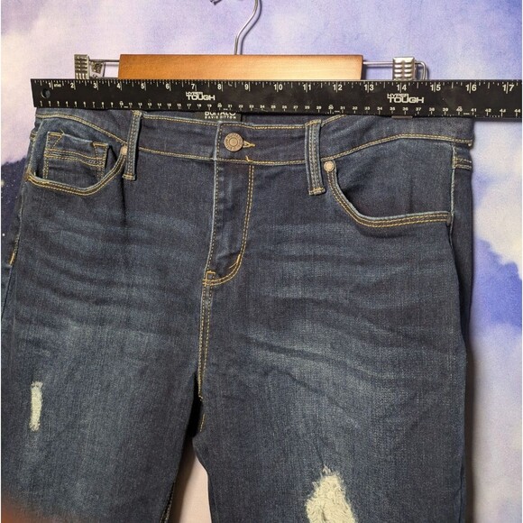 Buffalo Distressed Mid Rise Skinny Jeans Size 12 Raw Hem Y2K Grunge Stretch - Picture 7 of 7